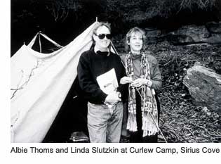 Albie Thoms and Linda Slutzkin at Curlew Camp, Sirius Cove